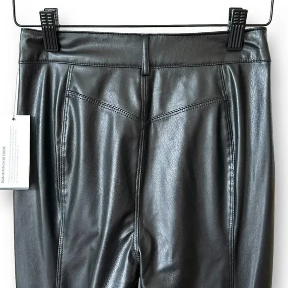 GUESS Women's Soto Faux Leather Skinny Pant Jet Black Sz 0 - Picture 5 of 12